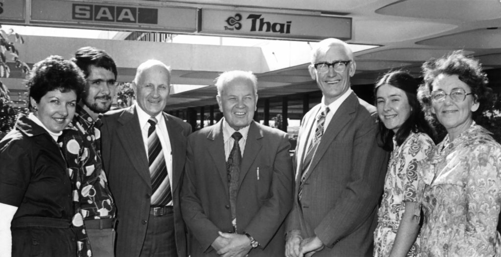 A photo of founder of Baptist World Aid Australia Rev. Alan Prior and other members of the ABWA relief committee
