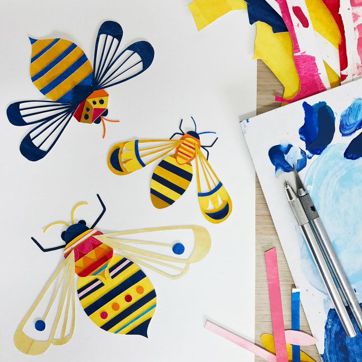 Andrea Smith, Australian illustrator, created beautiful illustrations for our Big Hearted Gift card range, like this bee card!