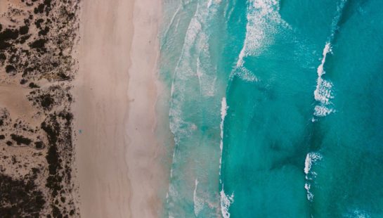 Aerial view of a beach shore