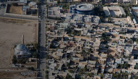 Aerial shot of a city in Afghanistan