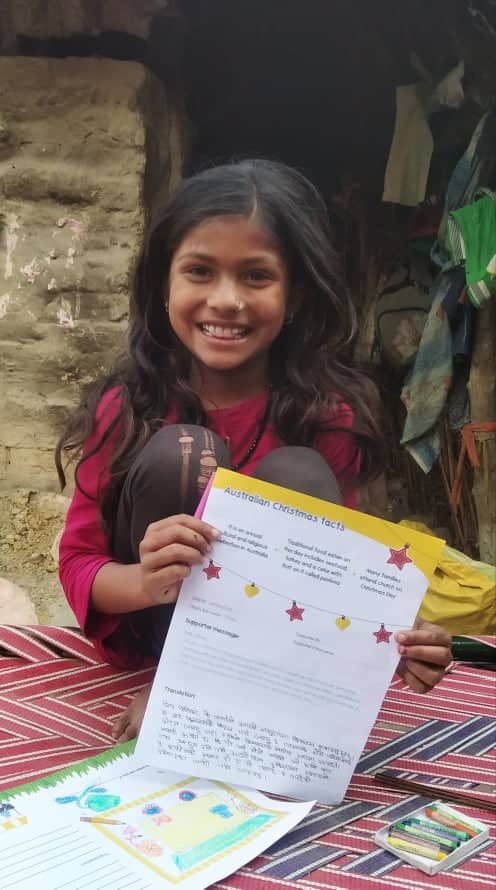 Sponsored child, Aarati Aarati beaming with her Sponsor’s letter!