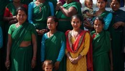 A group of women from Nepal stand together