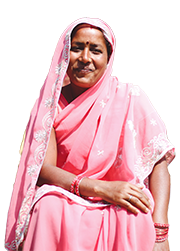 A woman in a pink sari