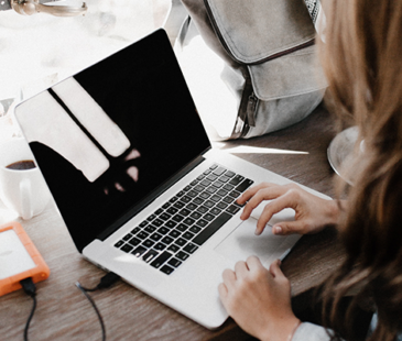 Women researching with Laptop