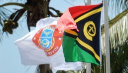 The Vanuatu flag and the Port Villa flag