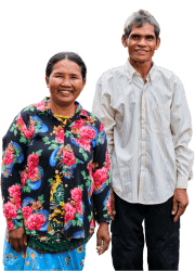 A Cambodian wife and husband stand next to each other